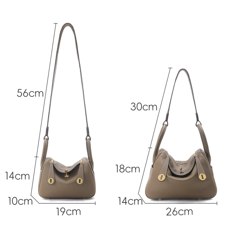 Pebbled Grain Leather Shoulder Bag with Gold Hardware – Small and Medium Sizes detail image 12