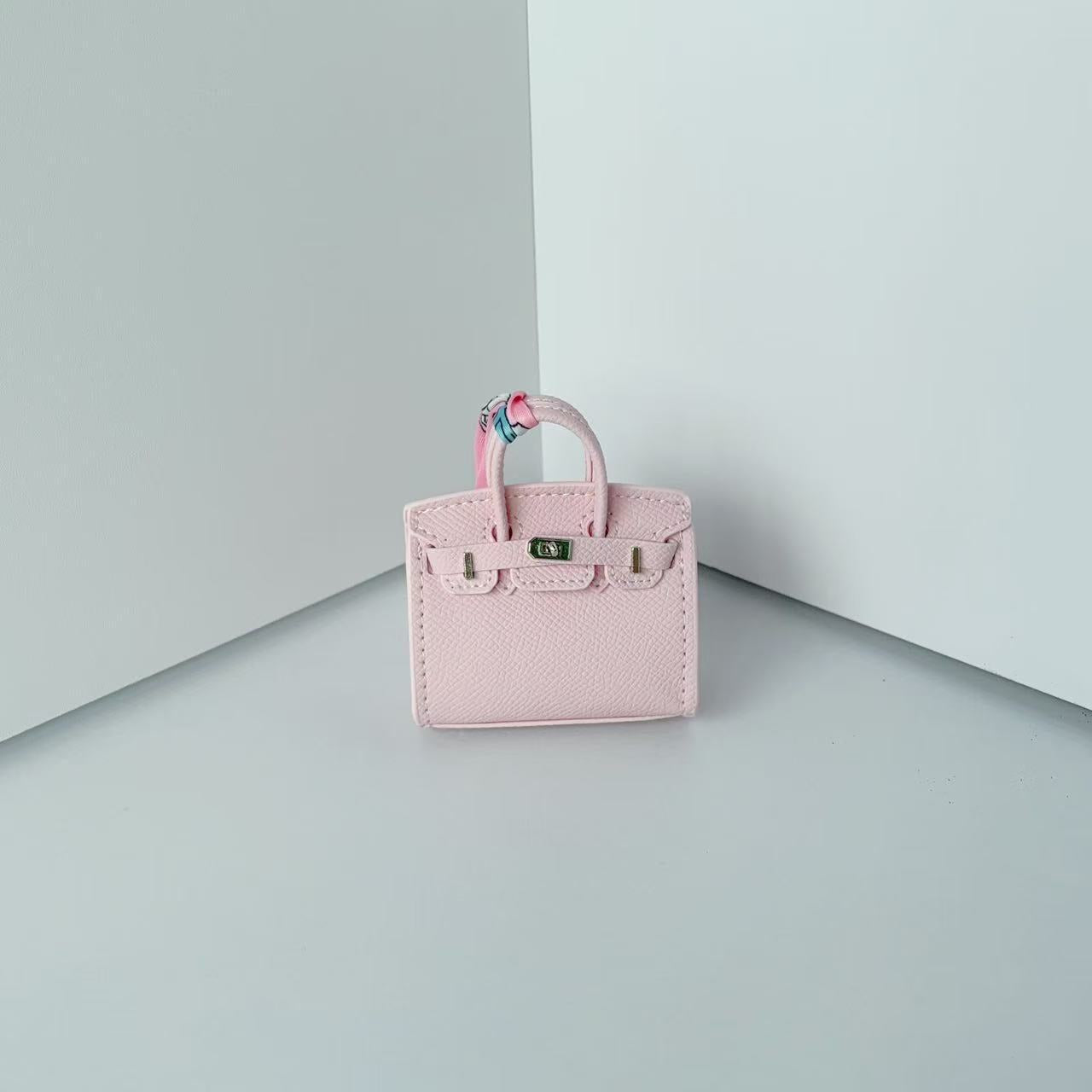Mini Top Handle Bag Charm Keychain with Earphone Case in PU Leather detail image 13