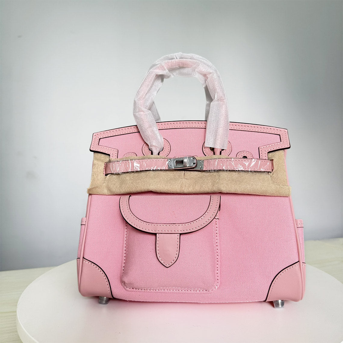 Cargo Top Handle Bag in Smooth Calfskin and Canvas - 25cm and 30cm detail image 12