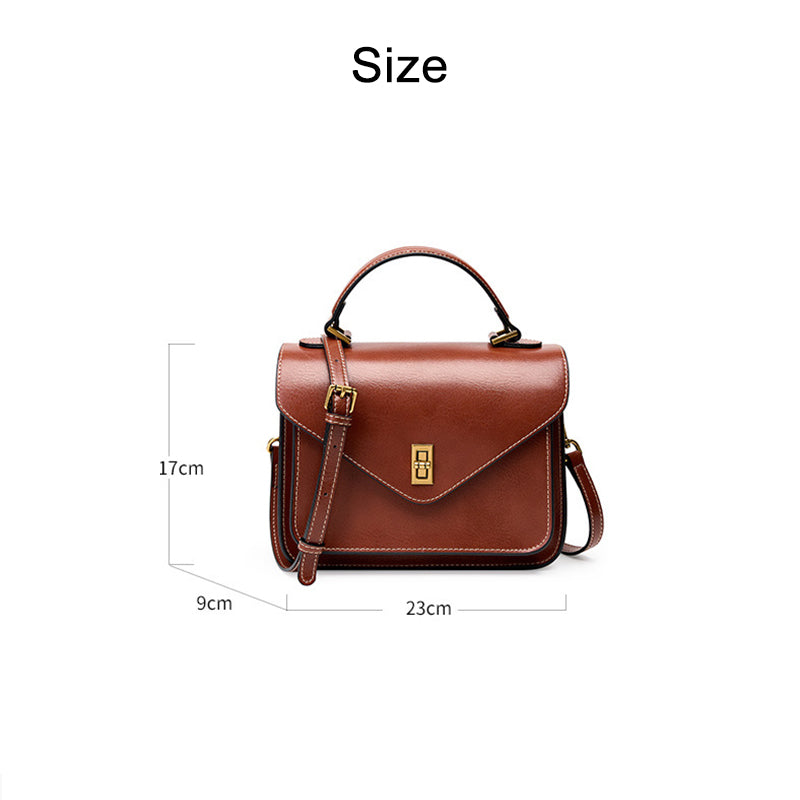 Vegetable Tanned Cowhide Leather Handbag | Black, Dark Brown, Jade Green detail image 5