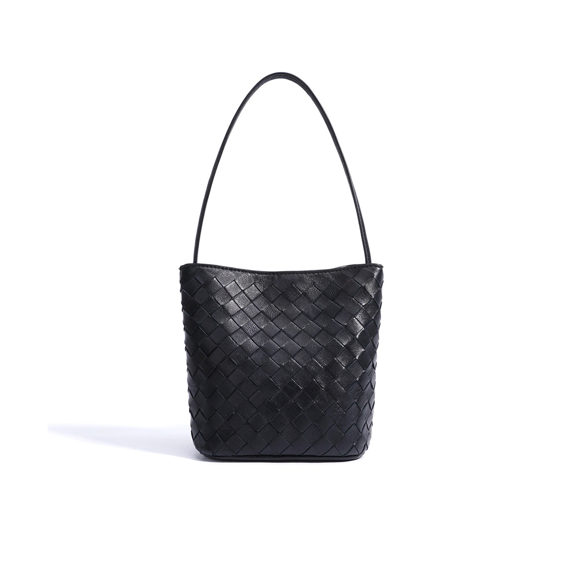 Sheep Leather Small Woven Tote Bag with Detachable Strap detail image 4