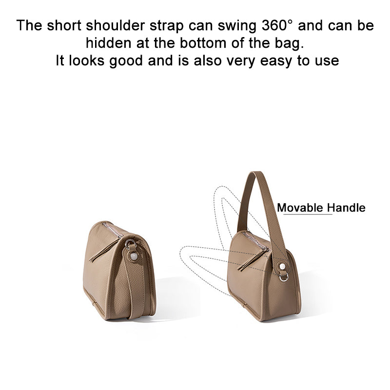 Top Grain Leather Handbag with Detachable and Adjustable Strap detail image 6
