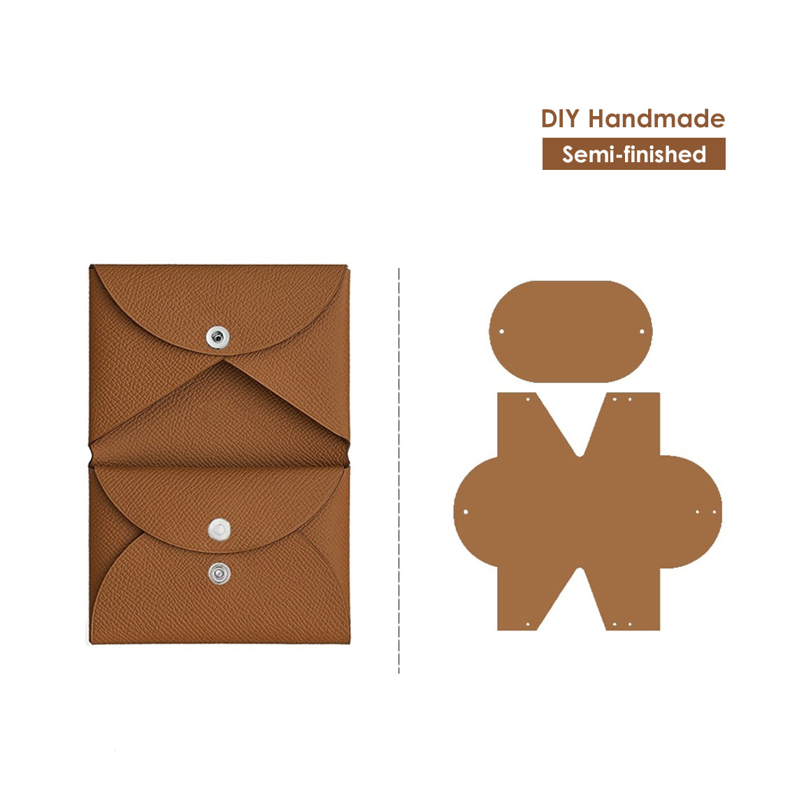 Hand Sewn Fine Embossed Grain Leather Card Holder DIY Kit – Duo Design detail image 7