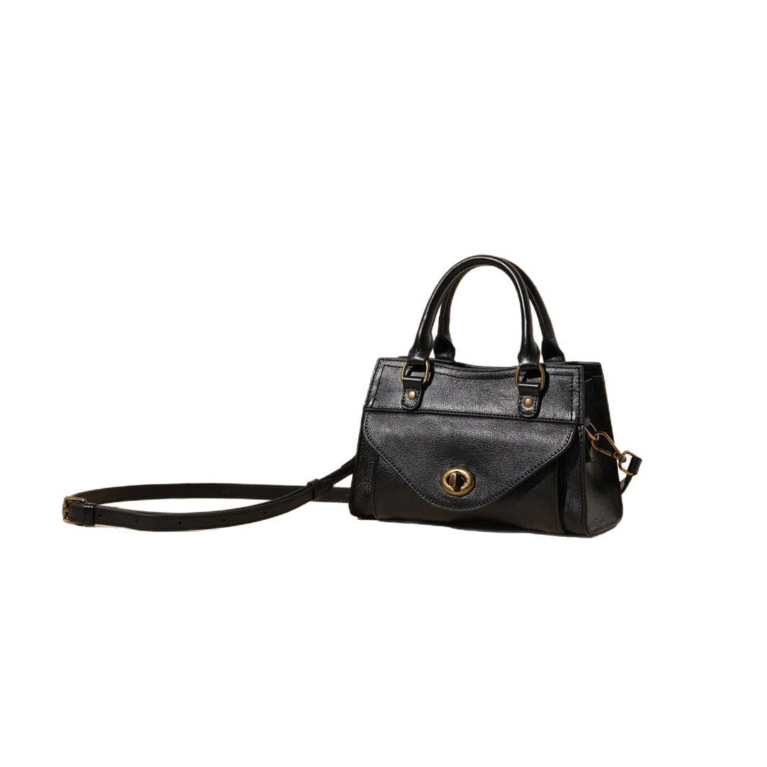 Top-Grain Cowhide French Square Crossbody Bag with Adjustable Strap product image 1