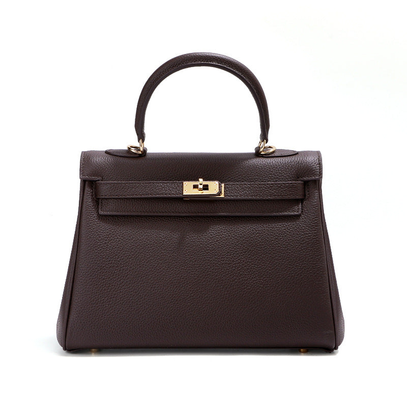 Top Grain Leather Top Handle Bag with Shoulder Strap – Small, Medium, Large detail image 1