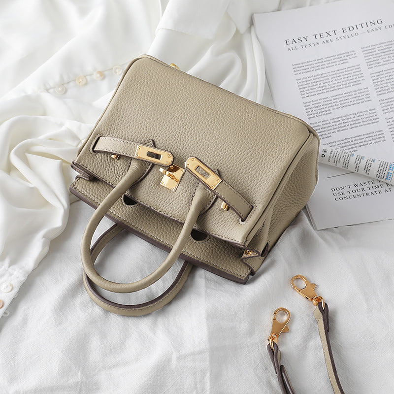 Mini Top Handle Bag 20 in Pebbled Grain Leather with Adjustable Strap detail image 9