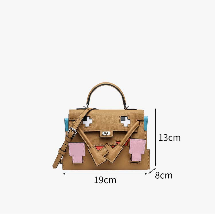 Picto Doll Bag Charm in Fine Embossed Grain Leather detail image 3