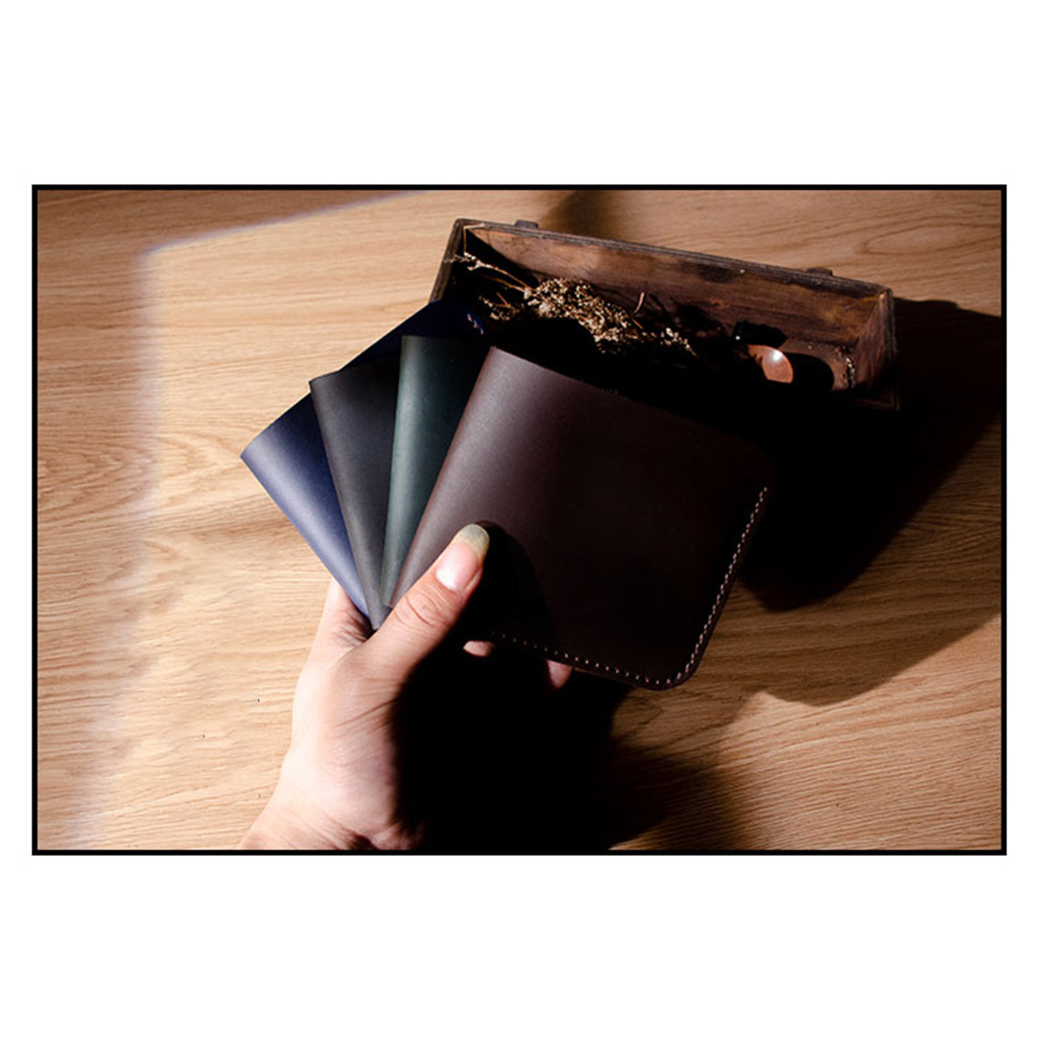Handsewgift DIY Crazy Horse Leather Bifold Wallet Kit – Choose Style A or B detail image 2