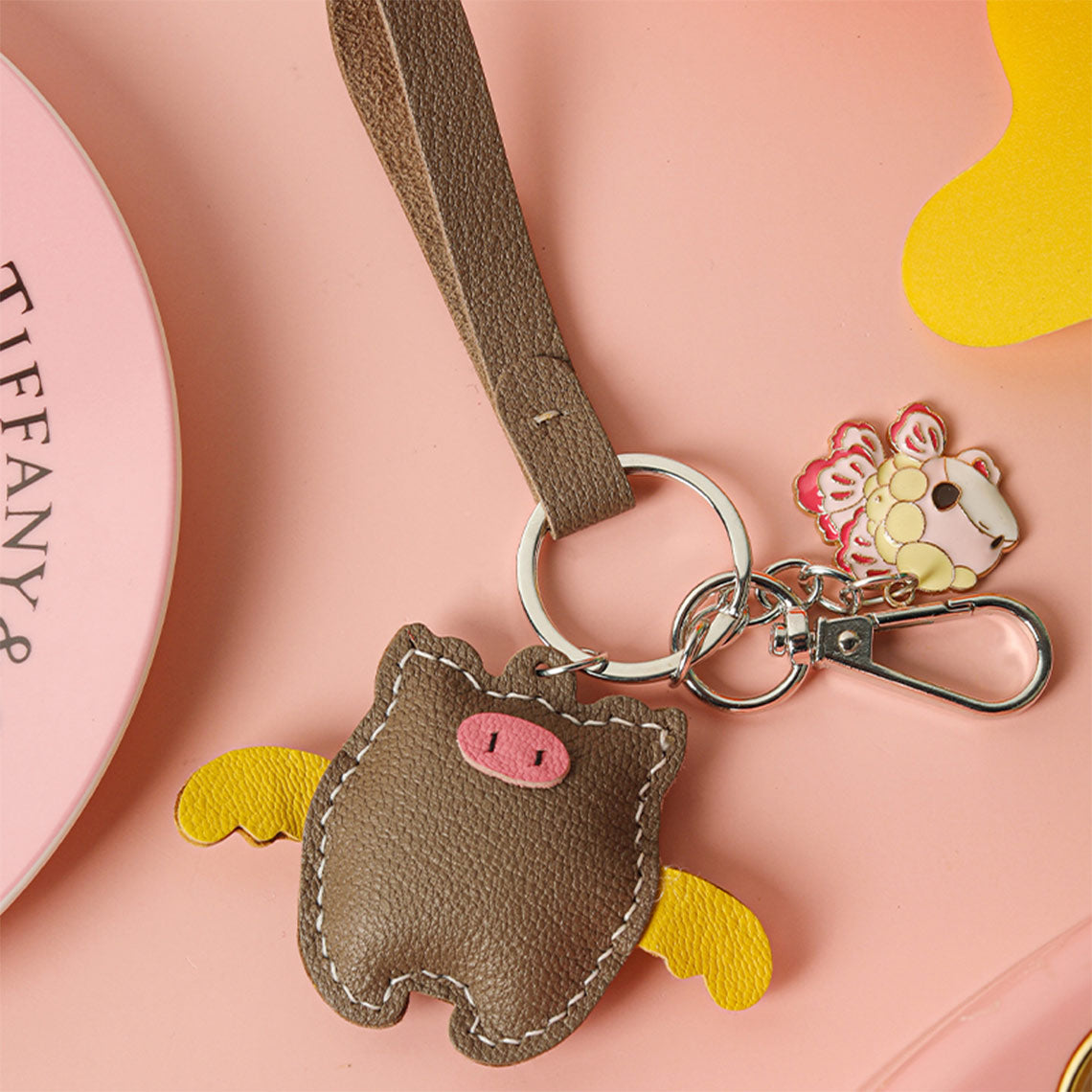 Hand Sewn Lambskin Leather Piglet Keychain DIY Kit detail image 6