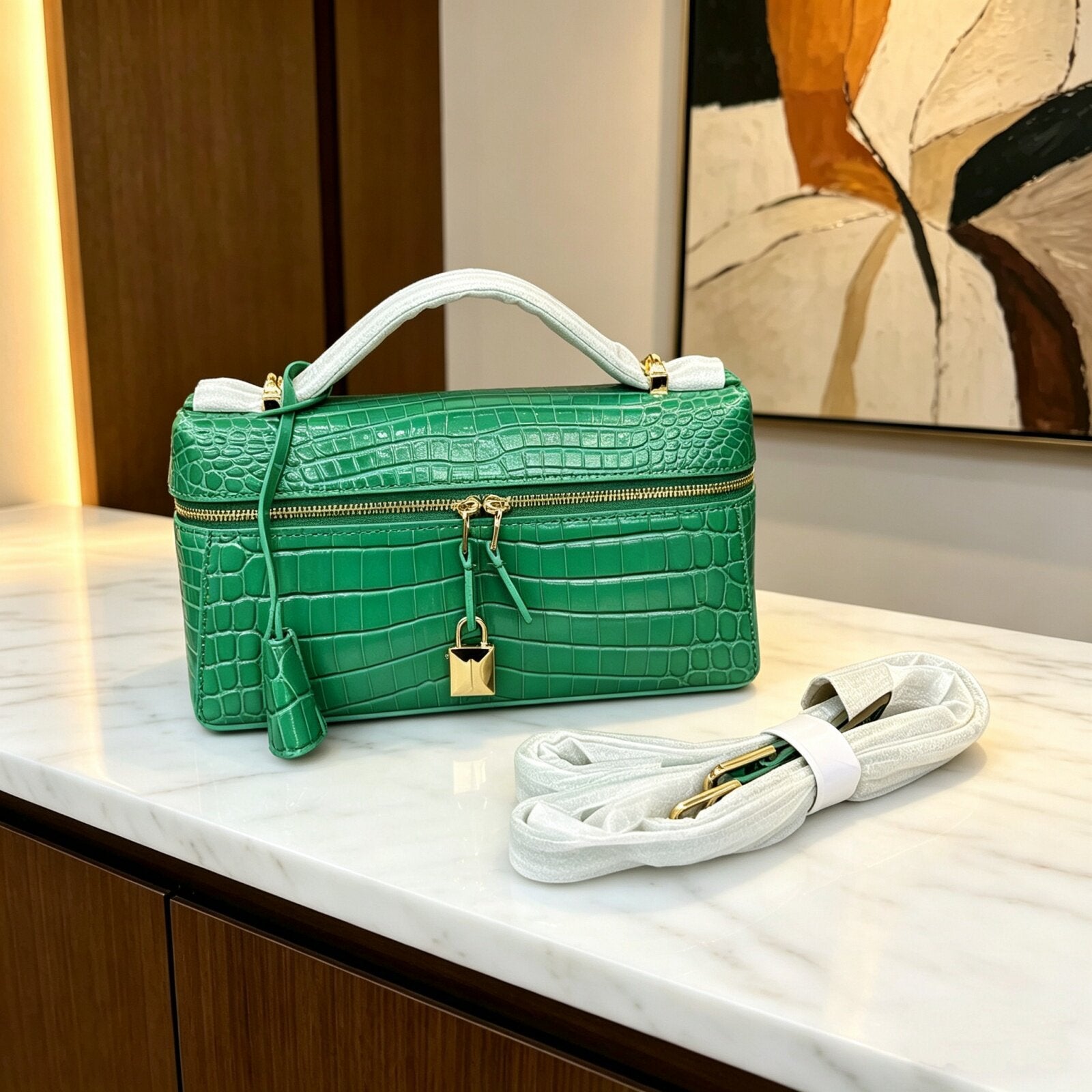 LP23 Extra Handbag in Crocodile Embossed Top Grain Leather detail image 6