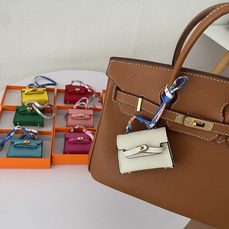Mini Top Handle Bag Charm and Keychain in Vegan PU Leather, Fits Earbuds Case product image 1