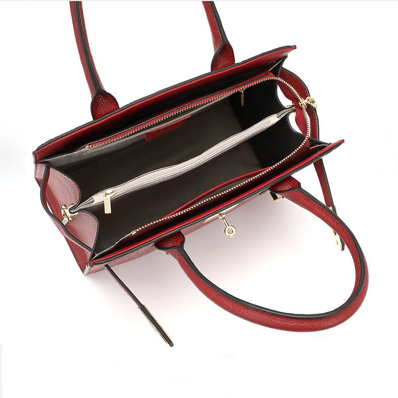 Croc-Embossed Top Grain Leather Tote – 28 cm Structured Handbag with Crossbody Strap detail image 4