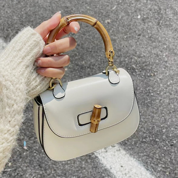 Genuine Leather Retro Bamboo Top Handle Mini Bag detail image 5
