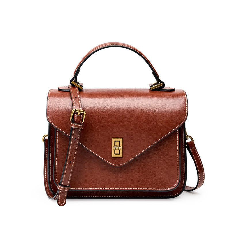 Vegetable Tanned Cowhide Leather Handbag | Black, Dark Brown, Jade Green product image 1