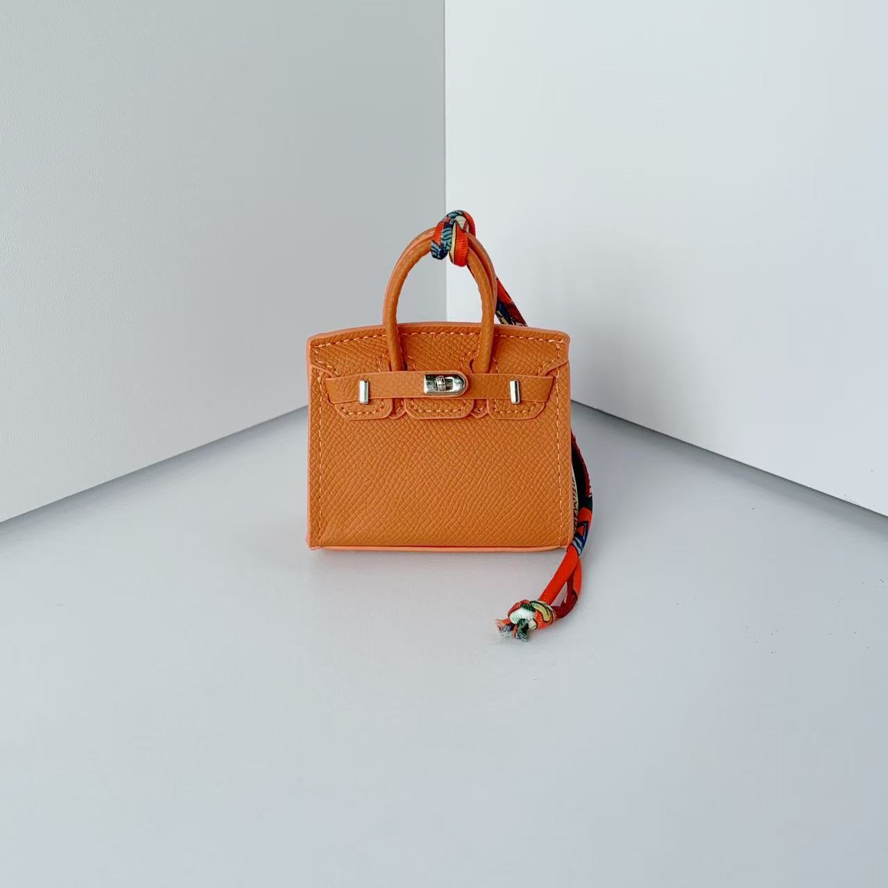 Mini Top Handle Bag Charm Keychain with Earphone Case in PU Leather detail image 12