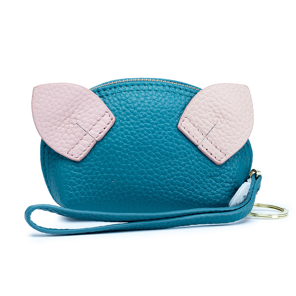 Pig-Shaped Top Grain Leather Coin Purse and Lipstick Case detail image 2