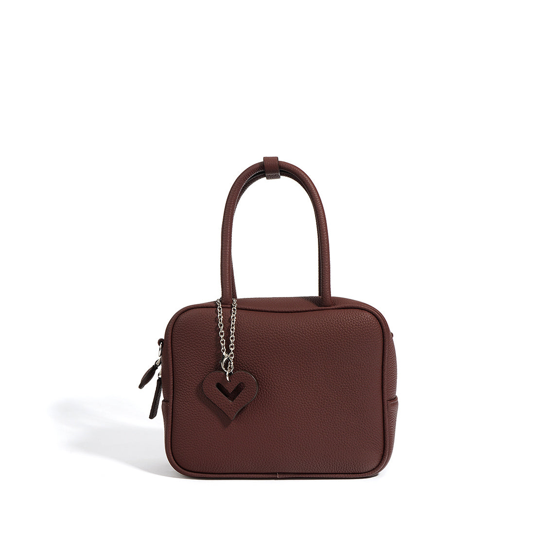 Top Grain Leather Square Bowling Handbag with Adjustable Strap detail image 3