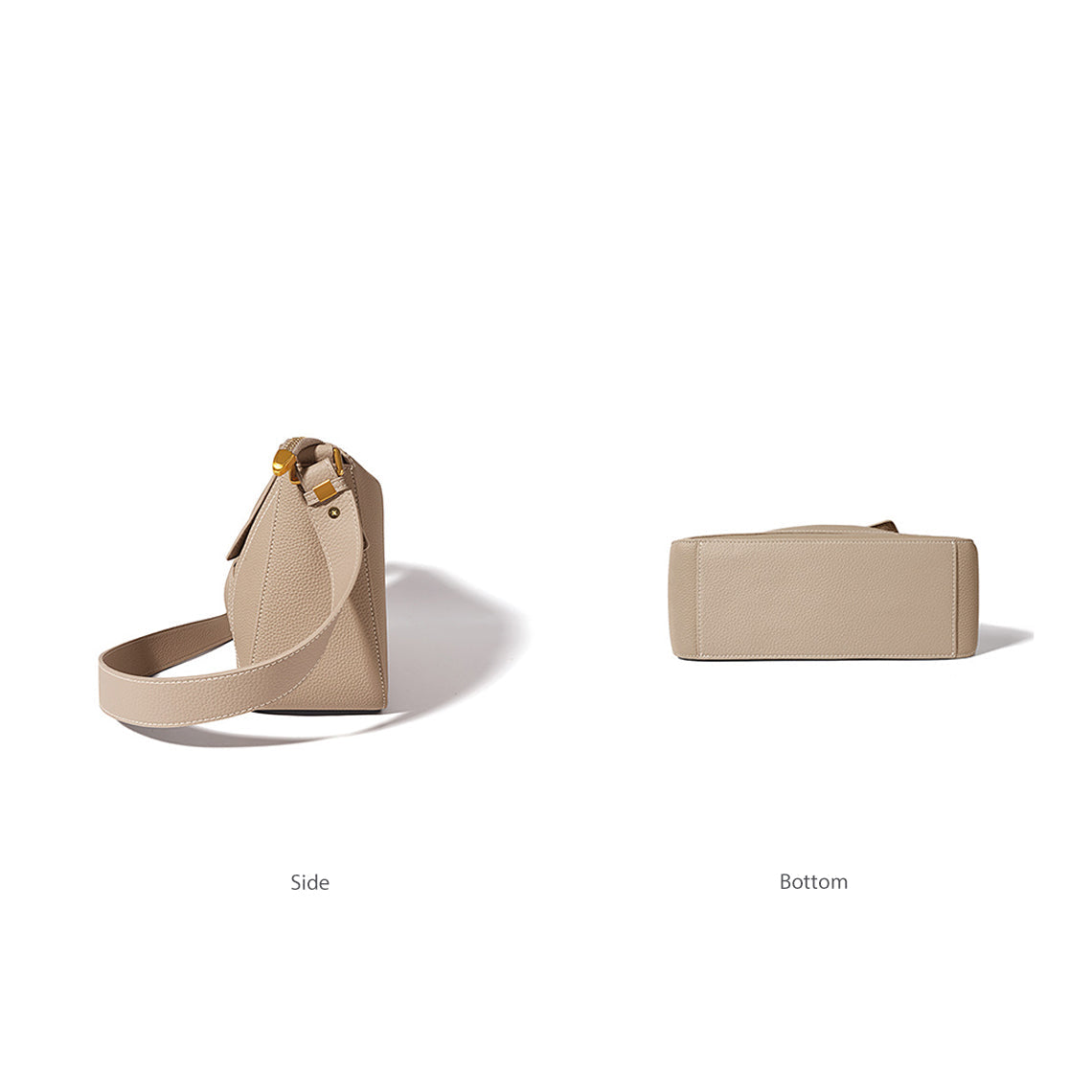 Top Grain Leather Geometric Panel Bag with Detachable Straps detail image 10