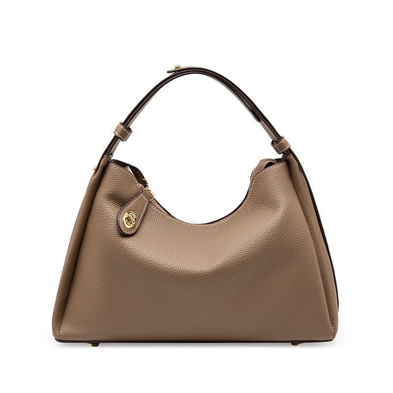 Genuine Leather Satchel Bag with Top Zipper, Adjustable Shoulder Strap, 2-Way Carry detail image 4