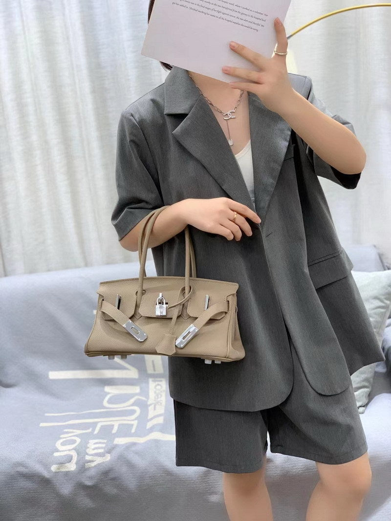 Top Grain Leather Top Handle Bag 30cm - Multiple Colors detail image 3