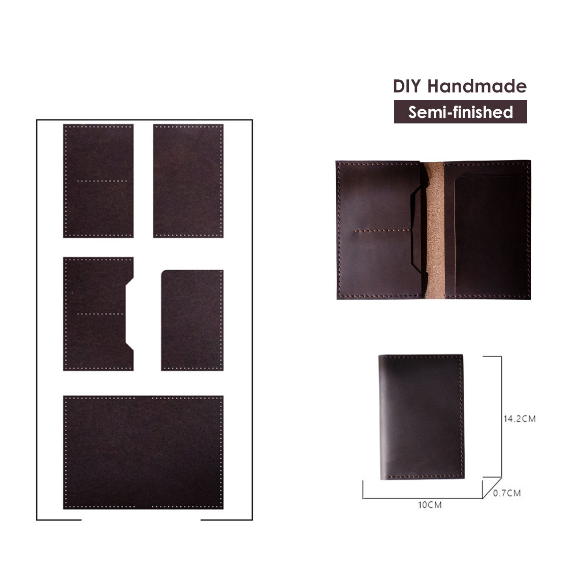 HandsewGift Crazy Horse Leather Passport Travel Wallet DIY Kit product image 1
