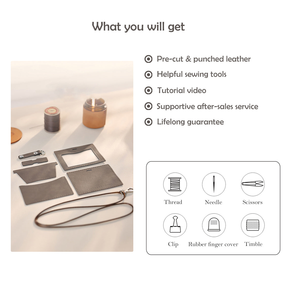 DIY Leather ID Badge Holder Kit with Card Slots – Top Grain & Full Grain Leather detail image 4