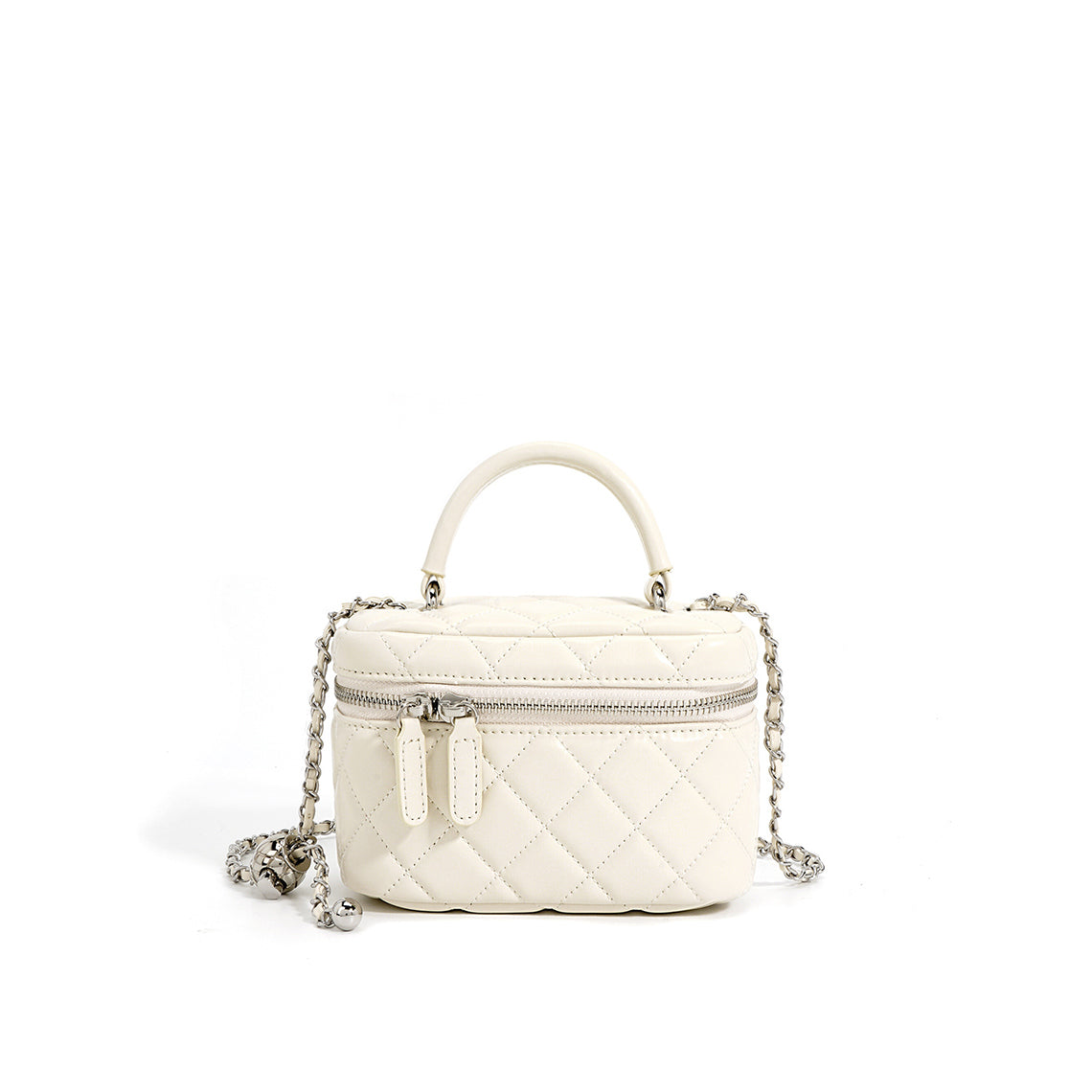Quilted Leather Mini Box Bag with Chain Strap detail image 7