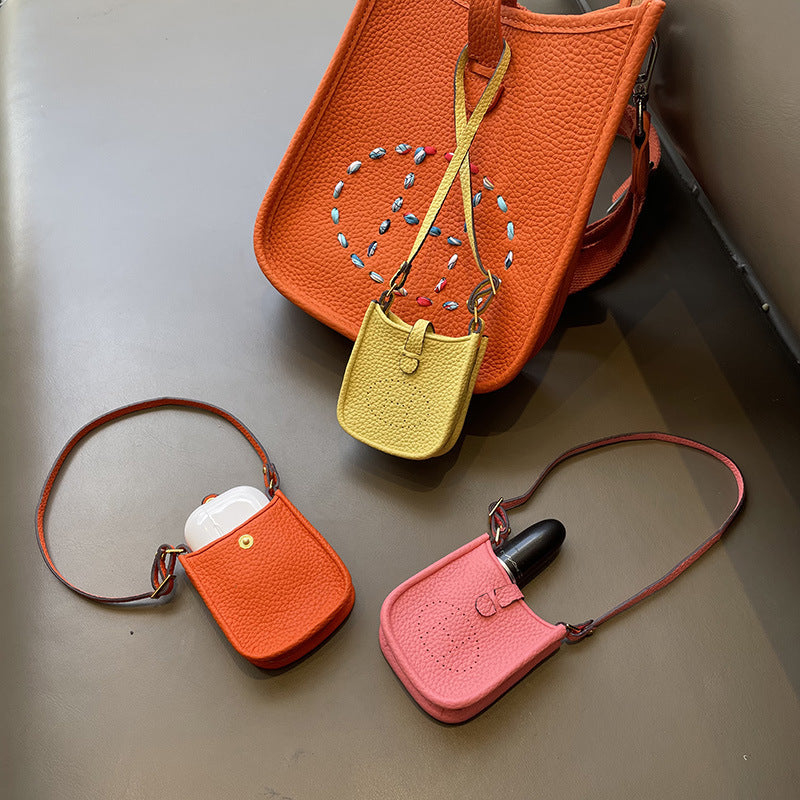 Top Grain Leather Mini Crossbody Bag Charm and AirPods Holder detail image 13