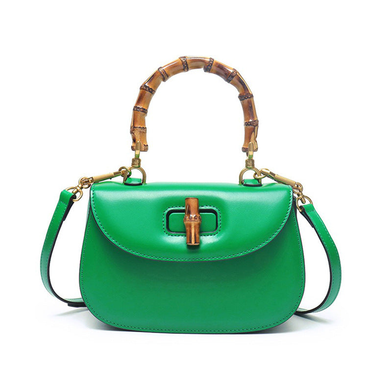 Genuine Leather Retro Bamboo Top Handle Mini Bag detail image 15