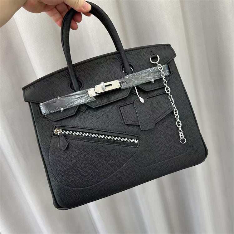 Rock Top Handle Bag in Top Grain Leather – Unisex, 25cm & 30cm detail image 1