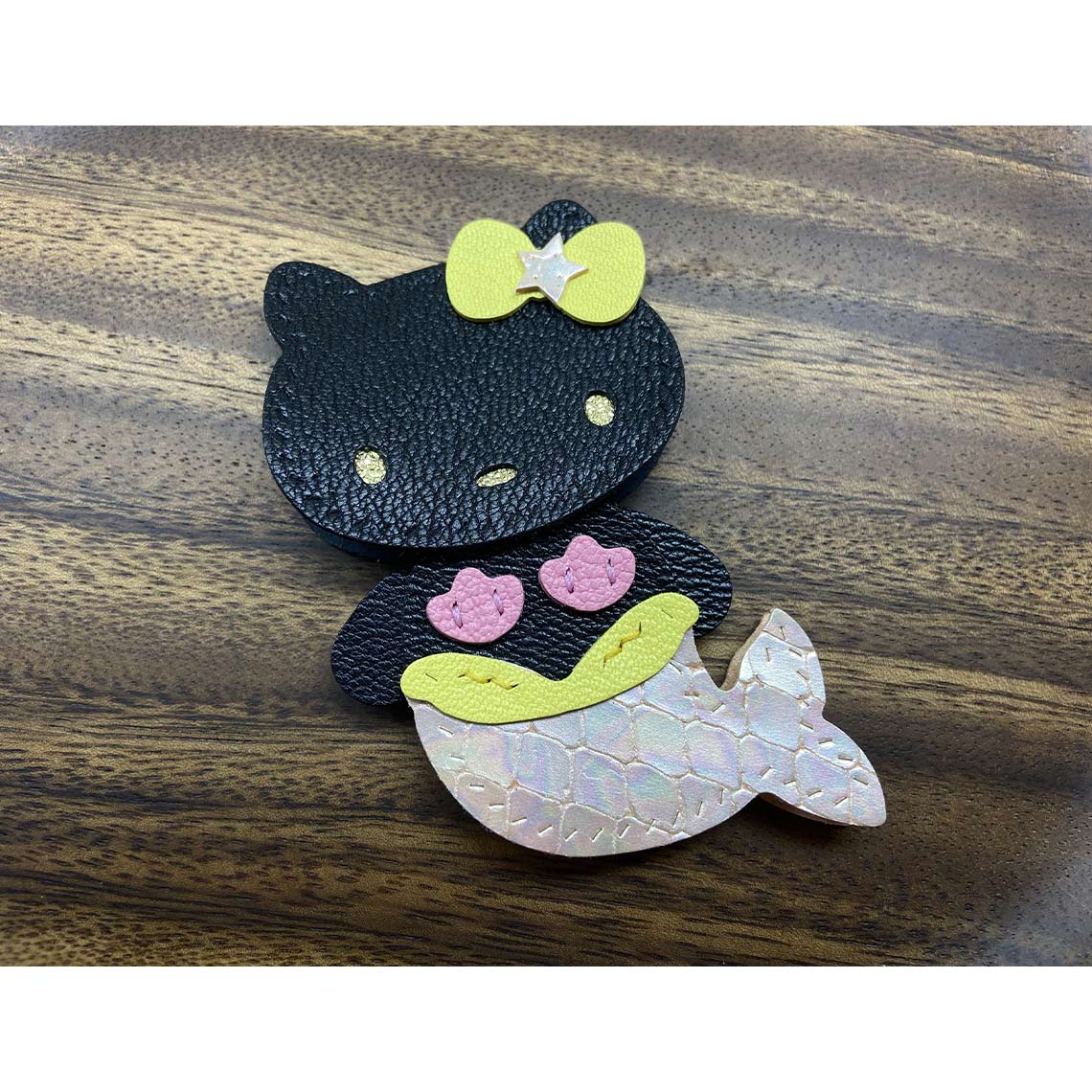 Mermaid Kitty Leather DIY Keychain & Charm Kit – Hand-Stitched Lambskin detail image 9