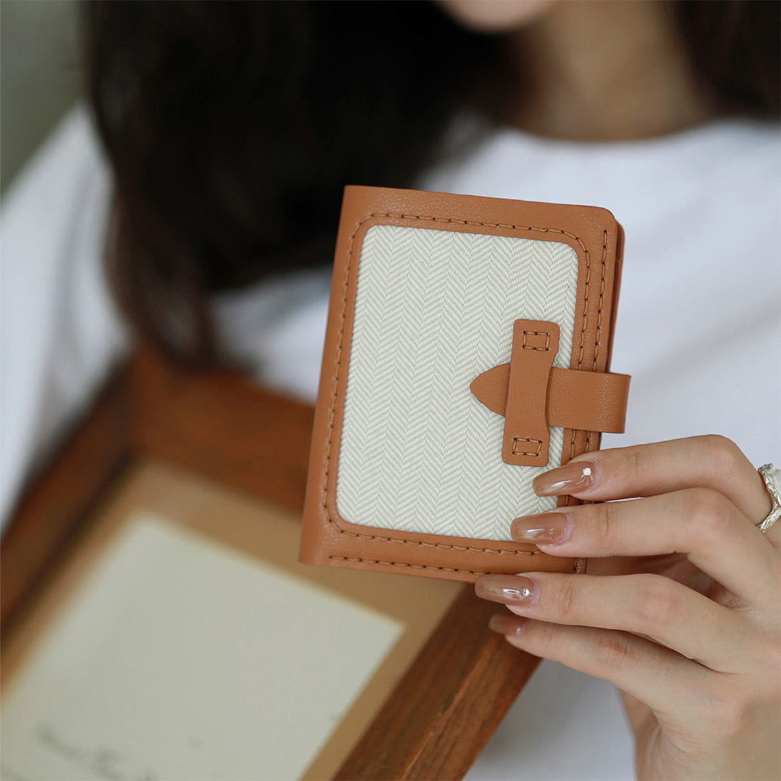 Hand Sewn Leather DIY Wallet Kit with Recycled Fabric Panels detail image 7