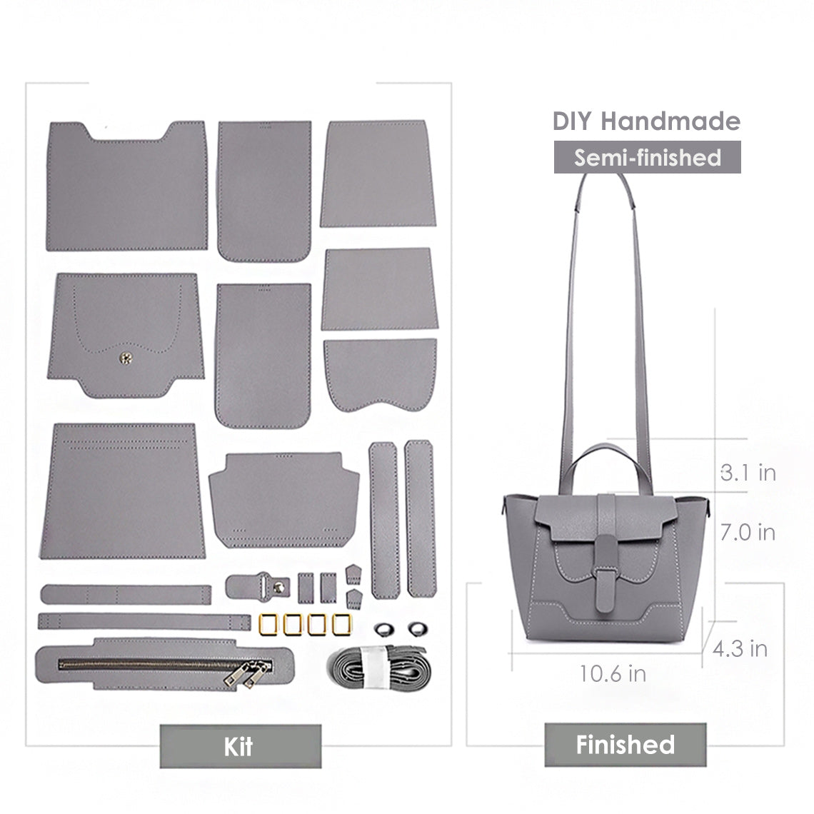 Handsewgift Leather Maestro Bag DIY Kit – Grey product image 1