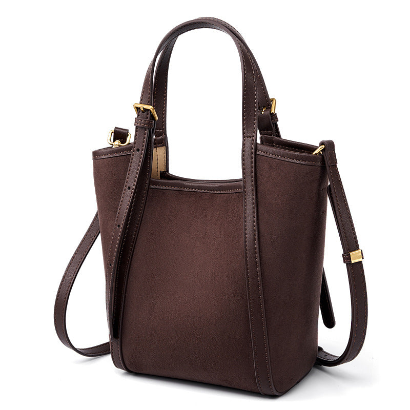 Vintage Suede Leather Tote | Large Capacity Commuter Bag detail image 7