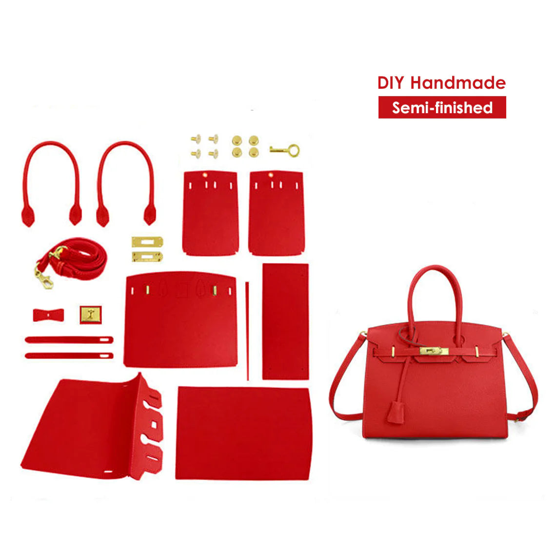 Sellier Leather Handbag DIY Kit – Top Grain, Pre-Cut & Pre-Punched detail image 4