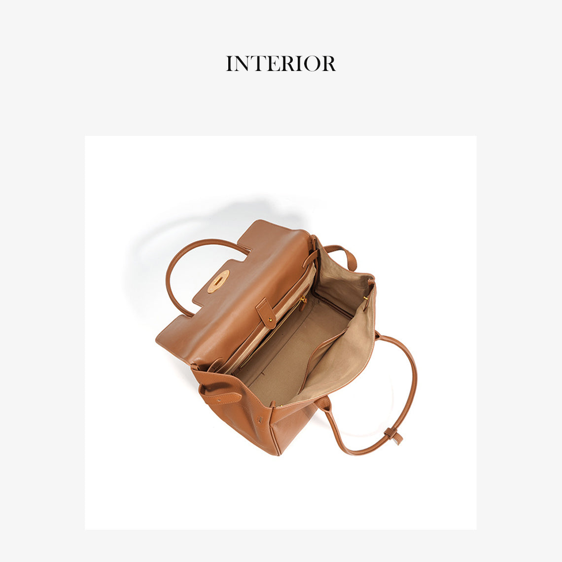 Top Grain Leather Tote Handbag in Brown, Black, Taupe detail image 2