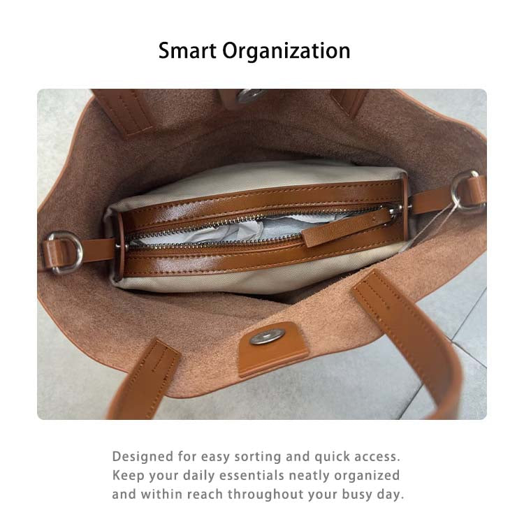 Essential Leather Mini Tote - Top-Grain Cowhide Handbag with Crossbody Strap detail image 2