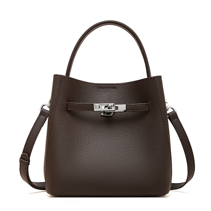 Pebbled Grain Leather Basket Bucket Bag detail image 14