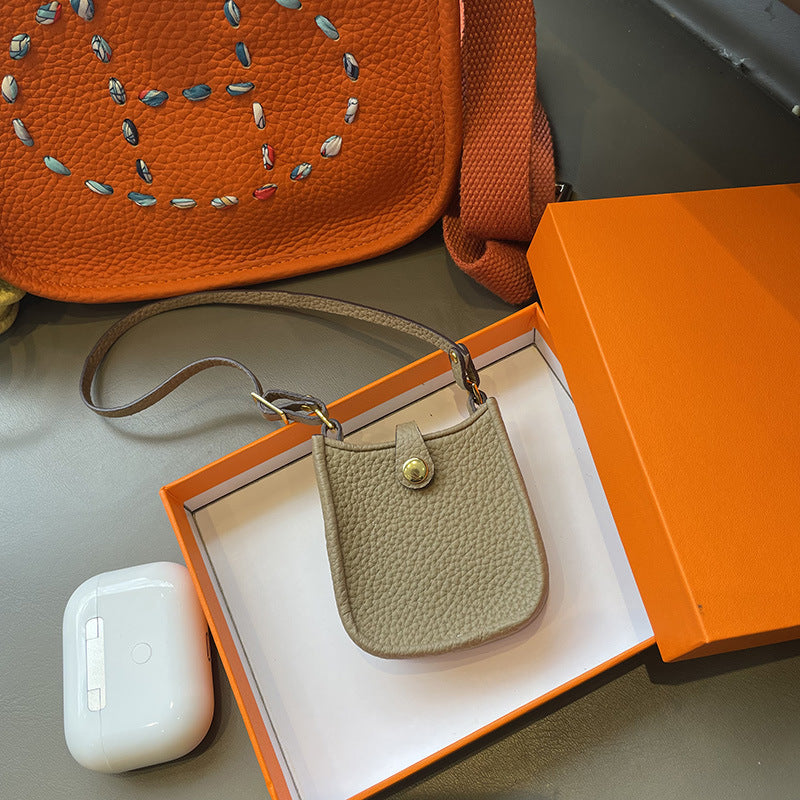 Top Grain Leather Mini Crossbody Bag Charm and AirPods Holder detail image 11