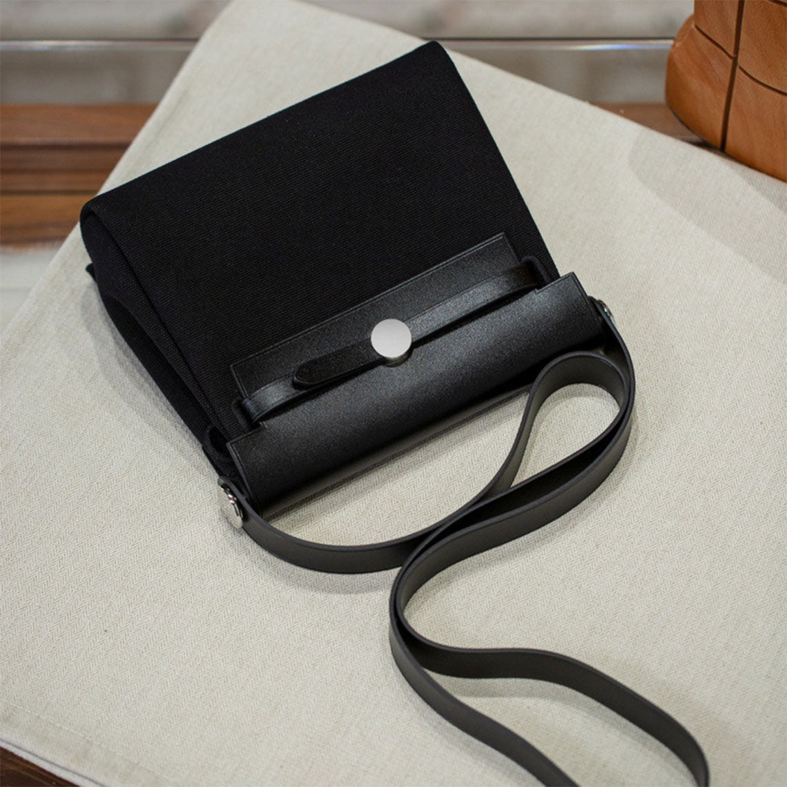 Leather Trim Mini Canvas Tote Shoulder Bag detail image 10