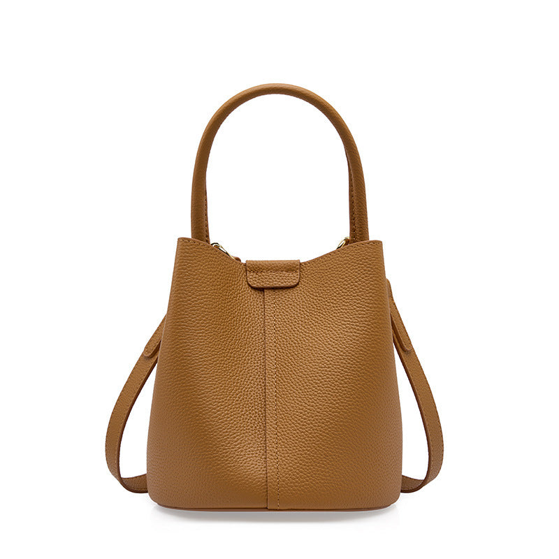 Genuine Leather Bucket Bag for Women – Shoulder or Crossbody, 18x17x19 cm detail image 7