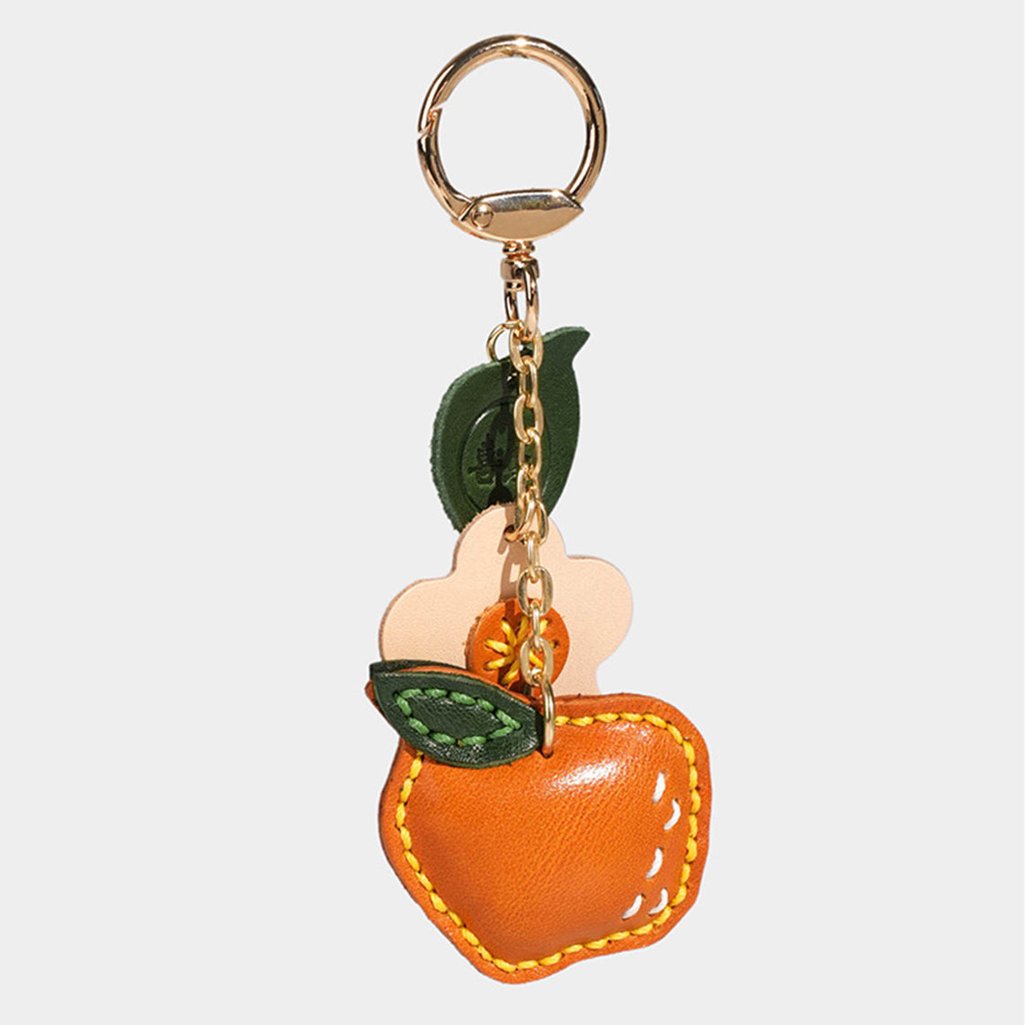 Vegetable Tanned Leather Keychain with Gold Hardware – Orange product image 1