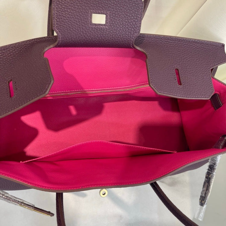 Top Grain Leather Shoulder Bag 40 cm with Contrast Lining detail image 8