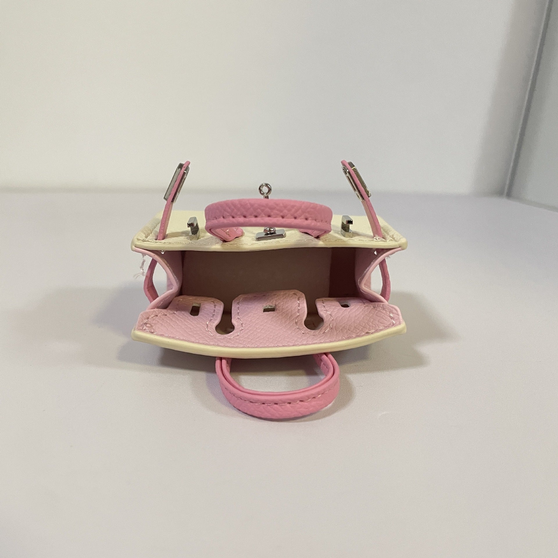 Mini Top Handle Bag Charm Keychain with AirPods Holder in PU Leather, 8cm Wide, Multi-Color Options detail image 4