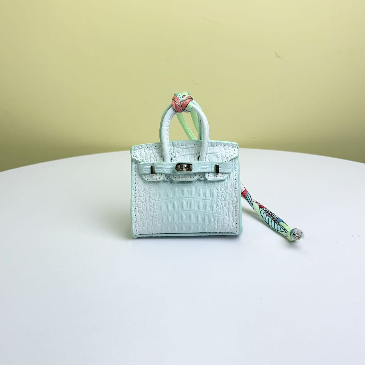 Mini Top Handle Bag Charm in Real Leather – Earphone Case & Keychain detail image 8