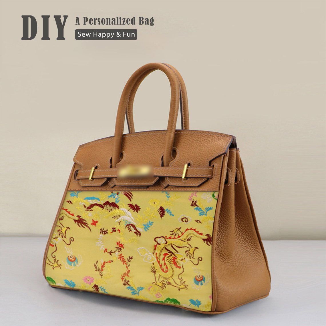 DIY Top Grain Leather Bag Kit with Reusable Fabric Lining – Gold Brown or Black detail image 1