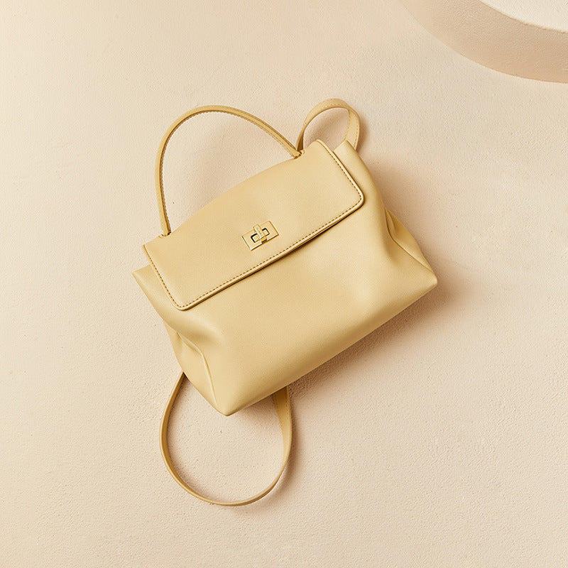 Soft Leather Square Bag for Women – Handbag, Shoulder Bag, Crossbody in Yellow, Black, Brown, Off-white detail image 5