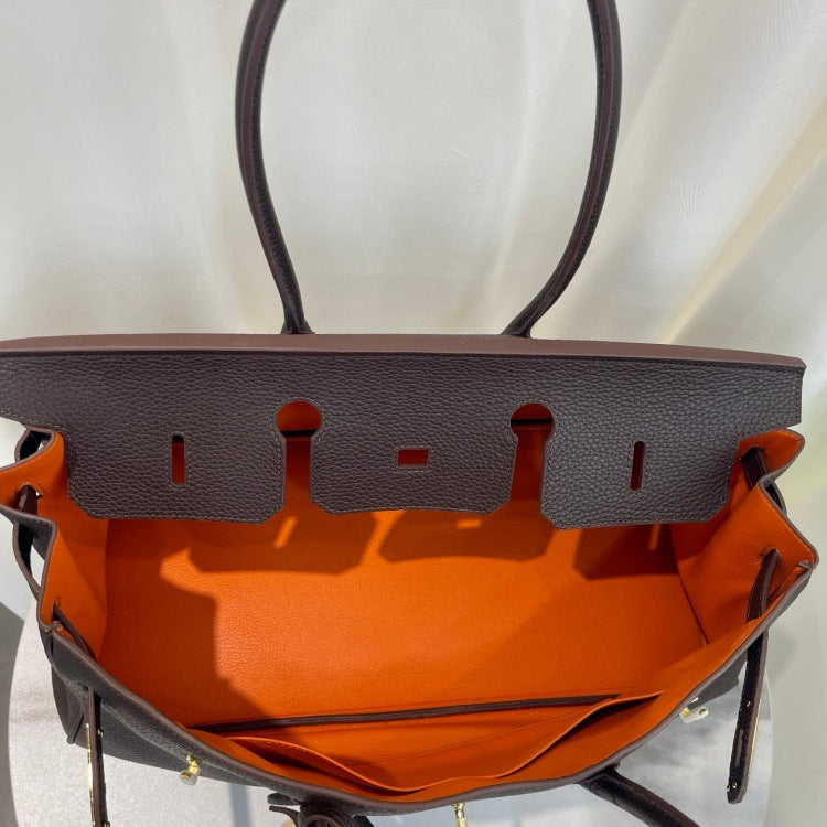 Top Grain Leather Shoulder Bag 40 cm with Contrast Lining detail image 5