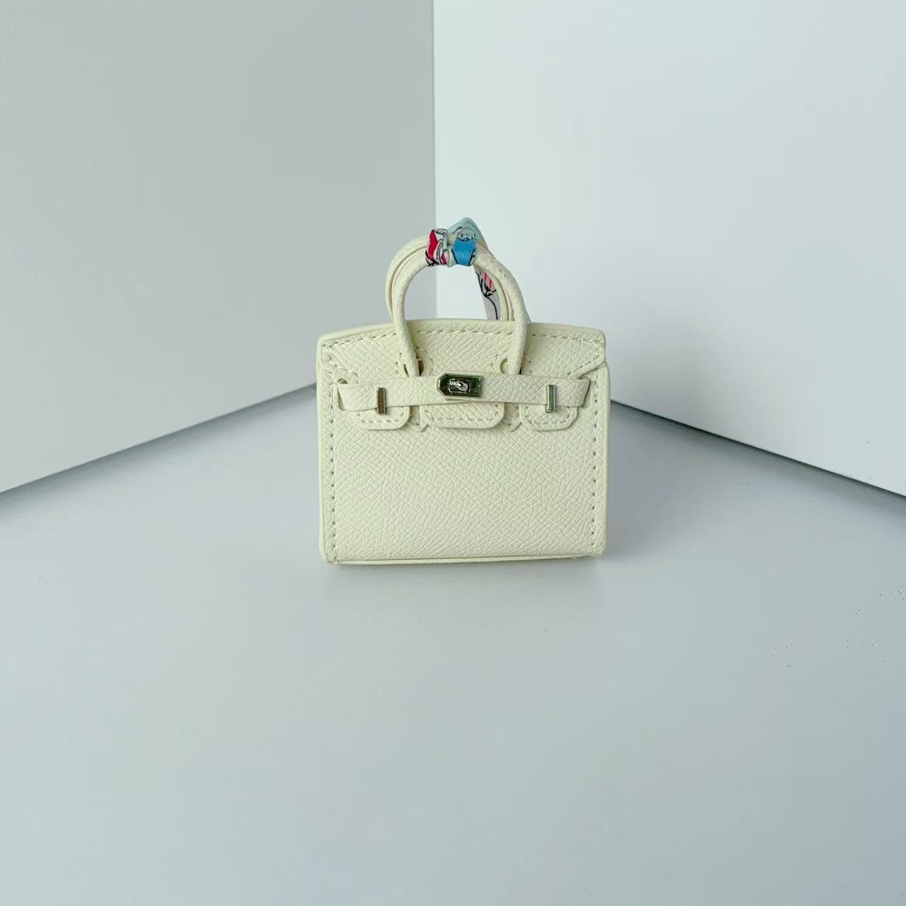 Mini Top Handle Bag Charm Keychain with Earphone Case in PU Leather detail image 7