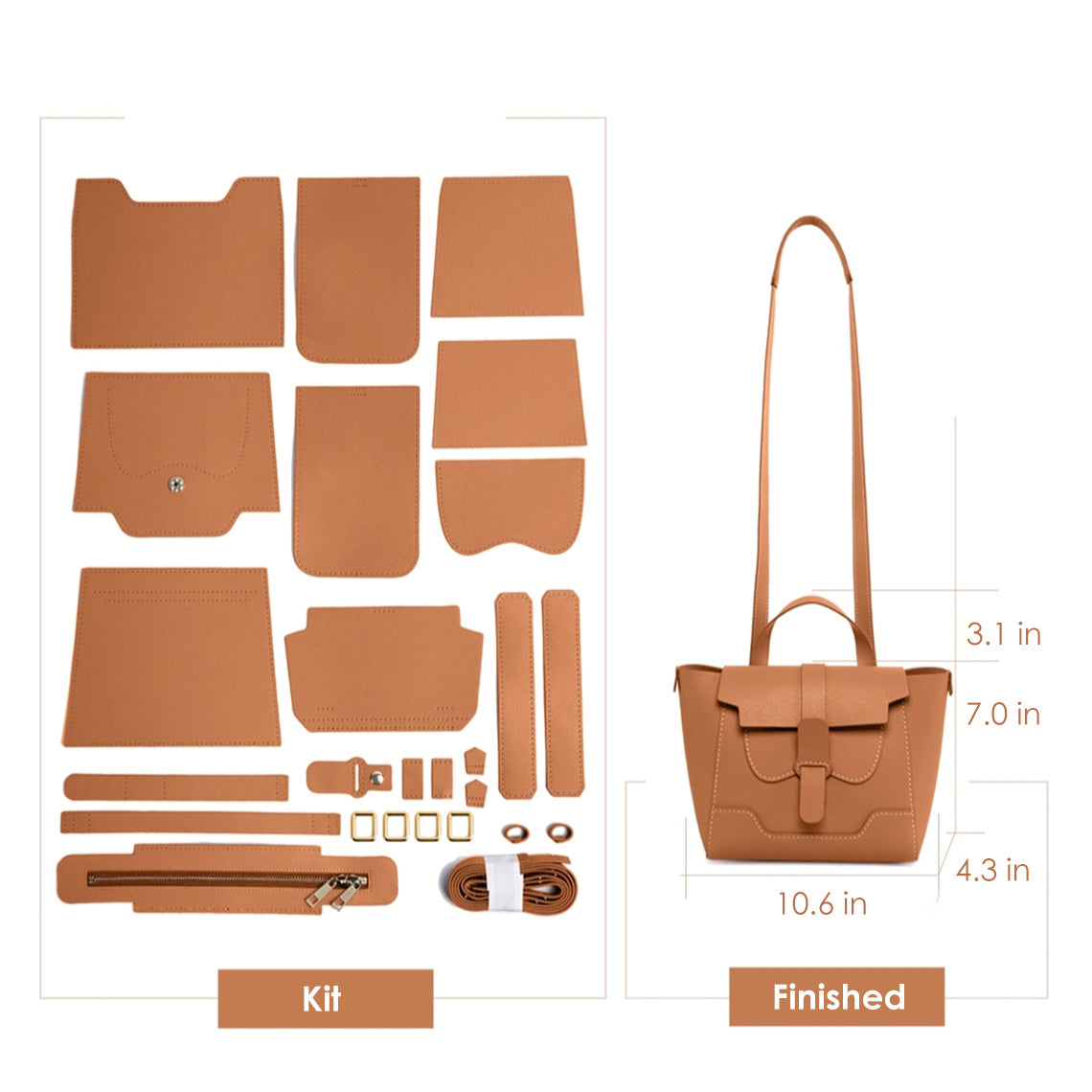 Handsewgift Leather Maestro Bag DIY Kit – Grey detail image 6